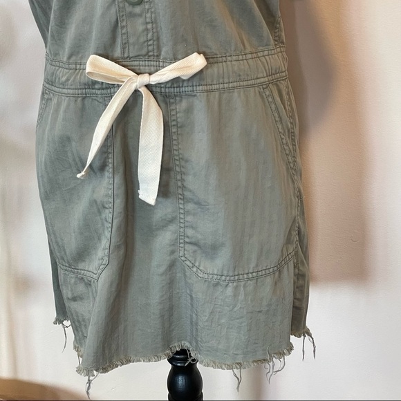 Lucky Brand womens utility Drawstring Dress workwear Sage Green Fray Sz XS NWT. - Picture 3 of 11